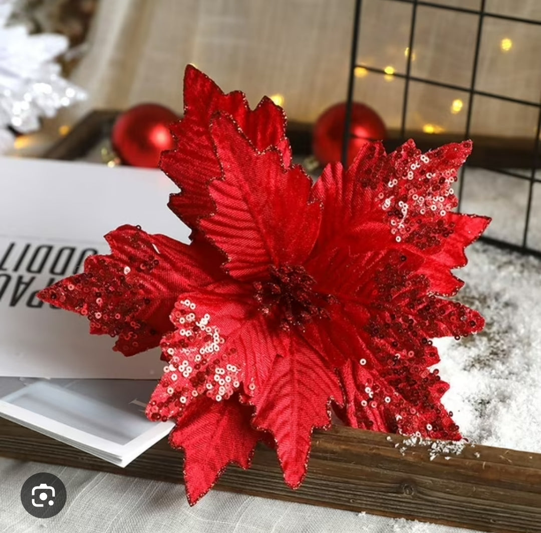 3pc Christmas Flower Fabric Ornament for Festive Decorations