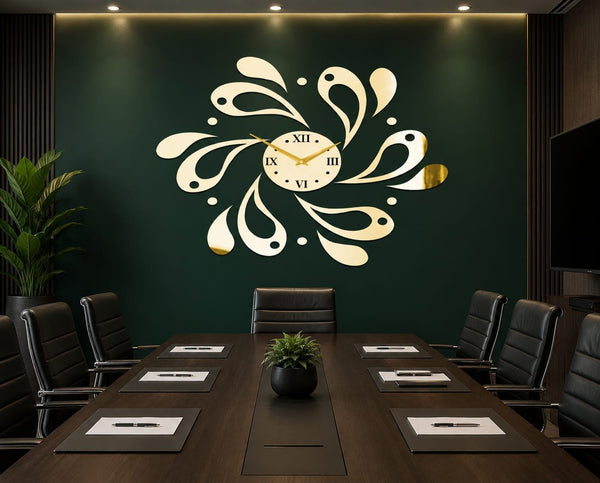 Gold Roman numeral acrylic DIY wall clock with a 60–80cm diameter for home and office wall decoration.
