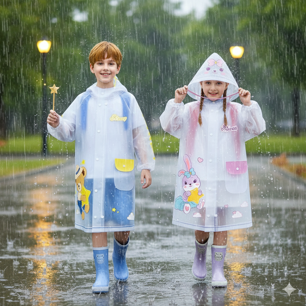 High Quality Children’s Raincoat with Wide Brim