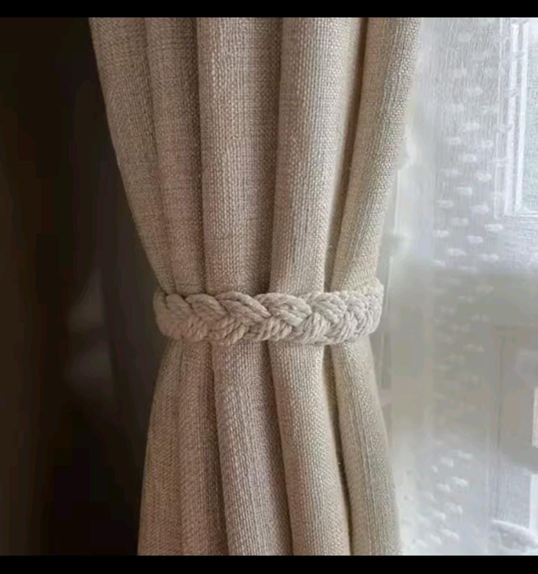Gemelli Collections handmade magnetic cotton rope curtain tiebacks – elegant home décor holders with magnetic clips.