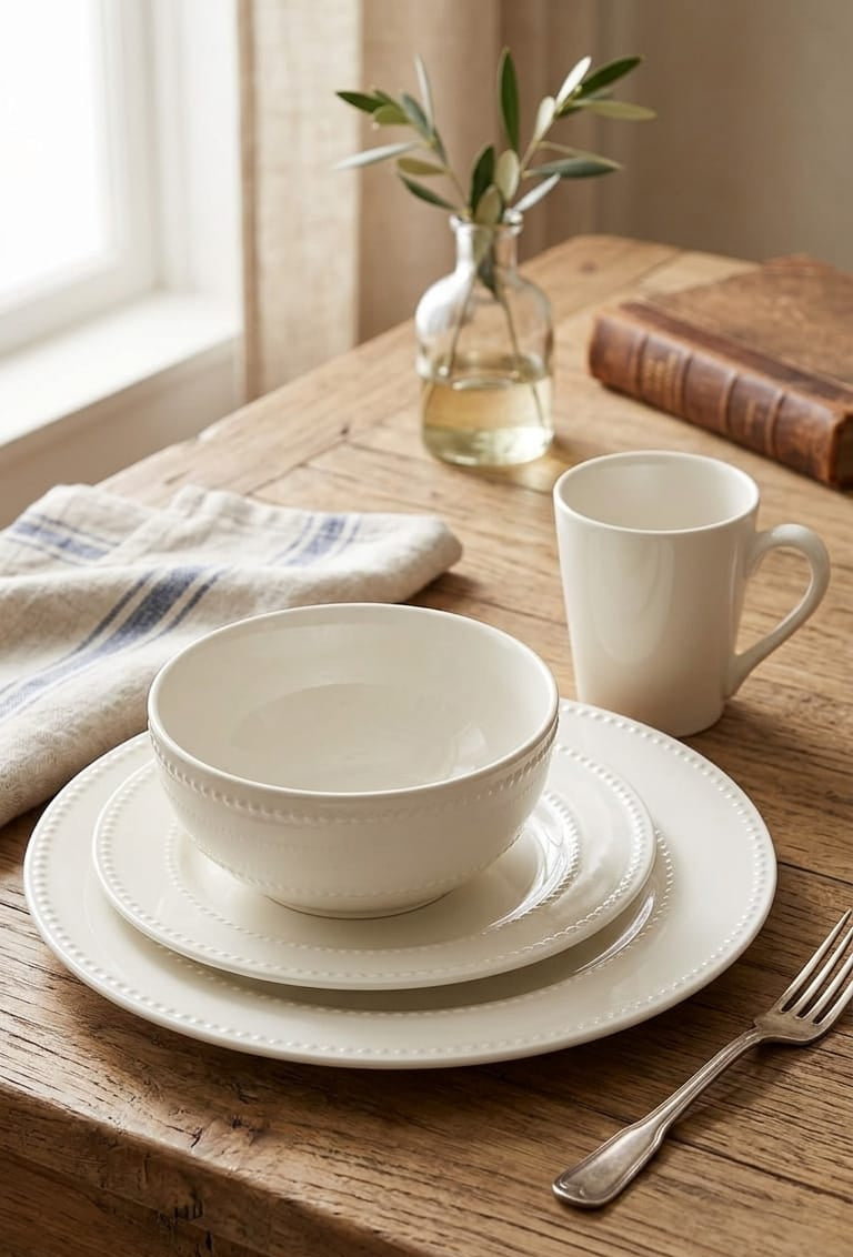 Gemelli Colllection 24pc ceramic dotted dinner set elegant dining set ceramic plates bowls cups smooth glazed tableware modern family dinnerware set 11 inch plates 8 inch side plates 6 inch bowls 300ml cups ceramic dining set home kitchen serving set