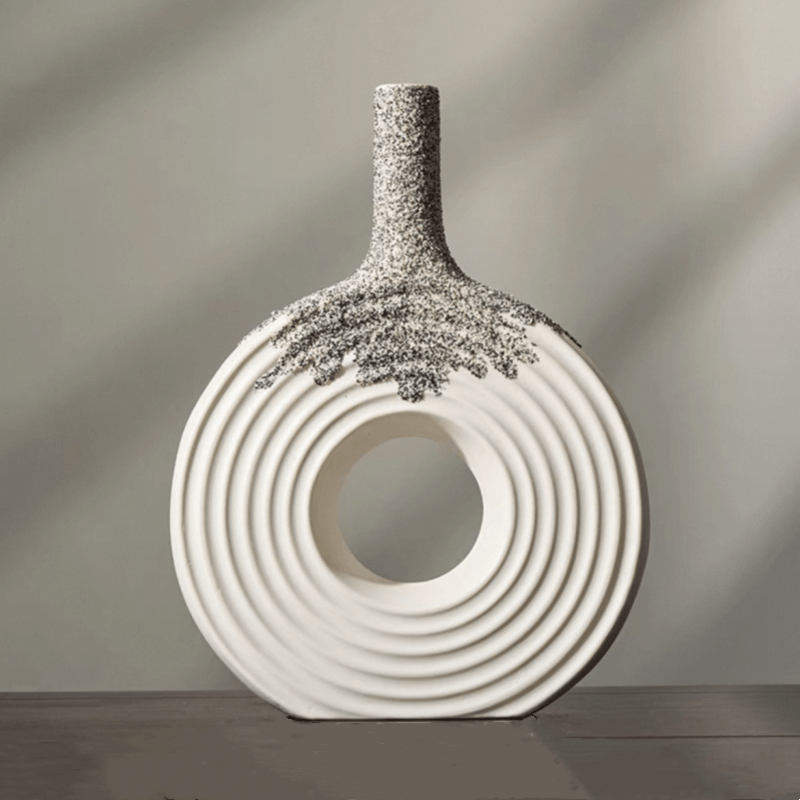 Decorative Round White Ceramic Vase