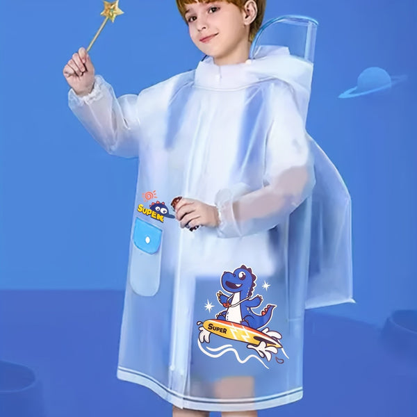Children’s Raincoat with Wide Brim Hat – Waterproof Poncho Size 3XL 145-155cm for Kids Rain Protection 