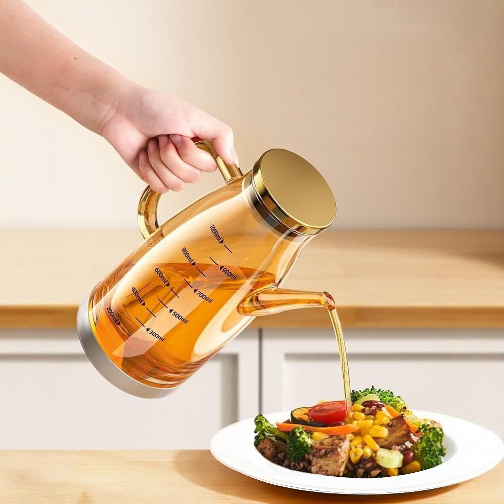 Borosilicate Glass Oil Bottle with Stainless Steel Lid