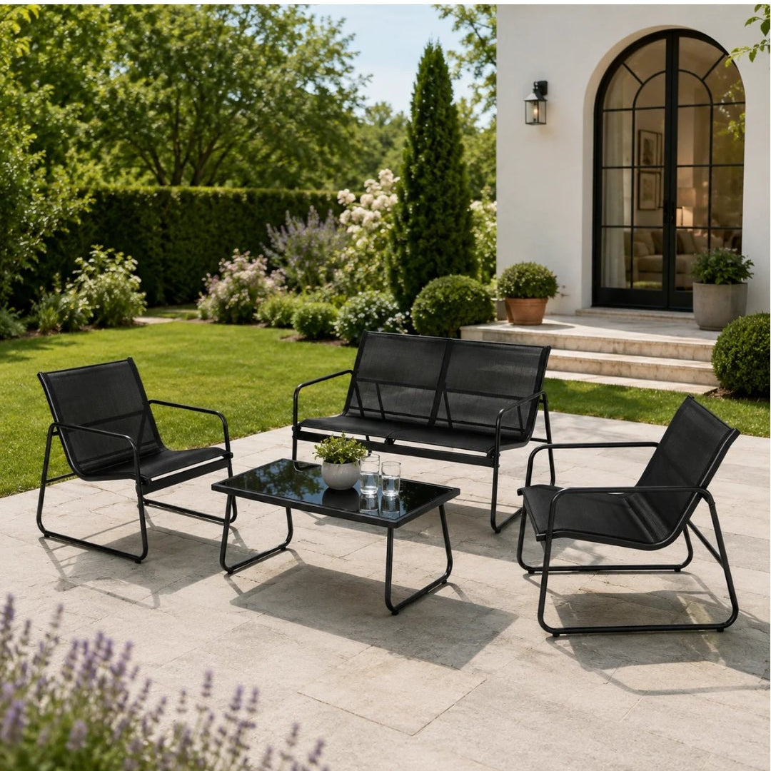4pc Garden Furniture Set 2 Single Chairs, 2 Seater & Table