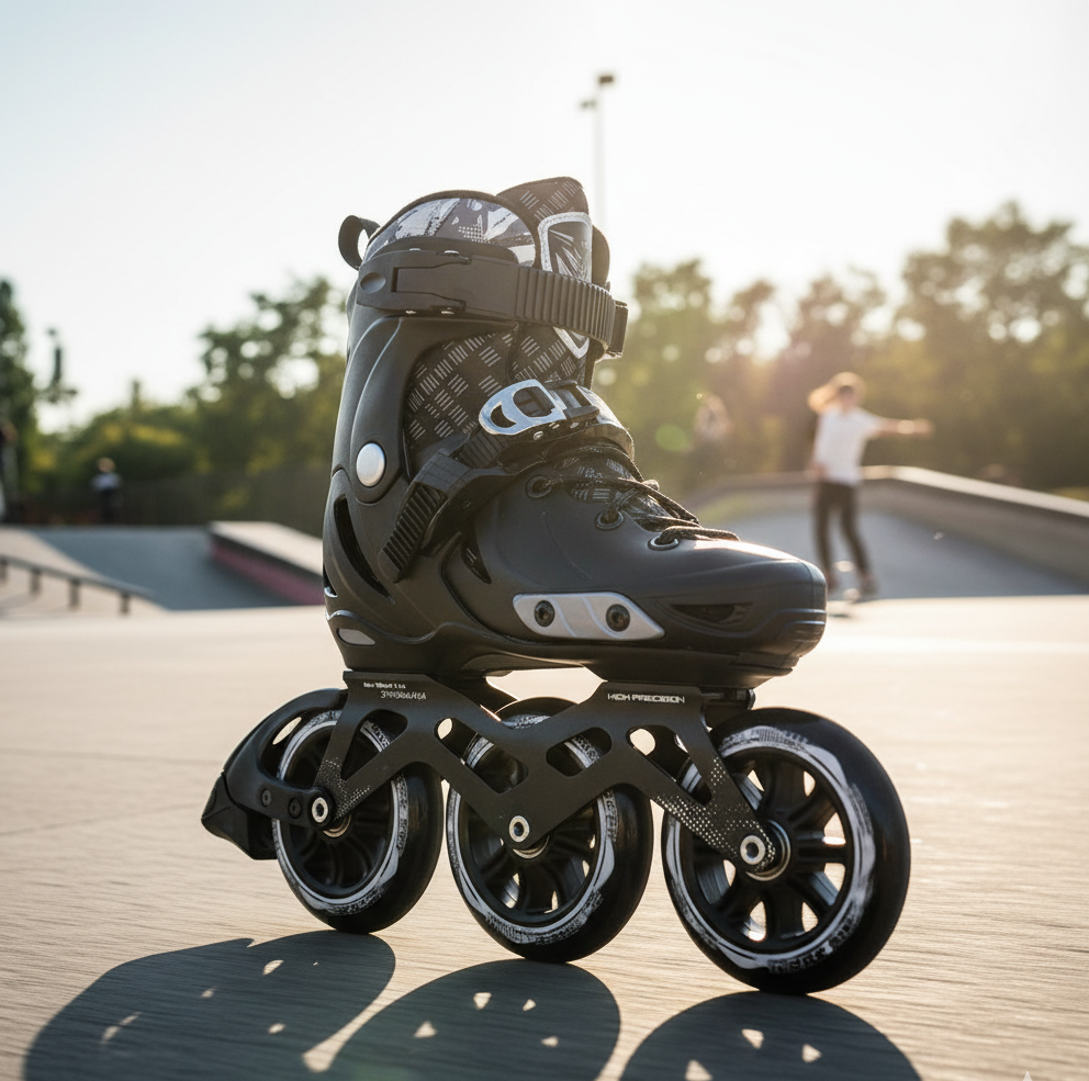 Kids and teens adjustable Kingfly triskates with three-wheel design in black, pink, and blue
