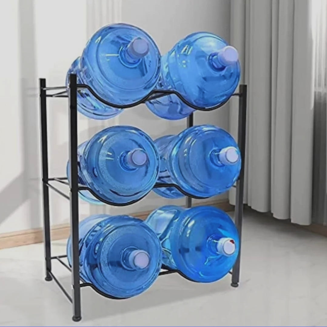 6 water bottle holder rack, heavy duty carbon steel bottle organiser in black -Brand(Gemelli Collection)
