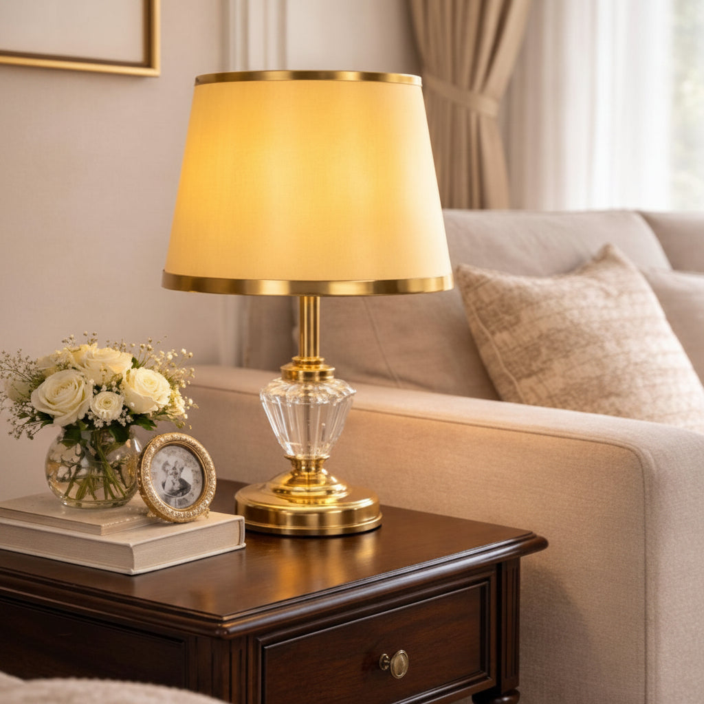 Medium sized table lamp with modern simplified design for bedside tables living rooms offices and decorative ambient lighting.