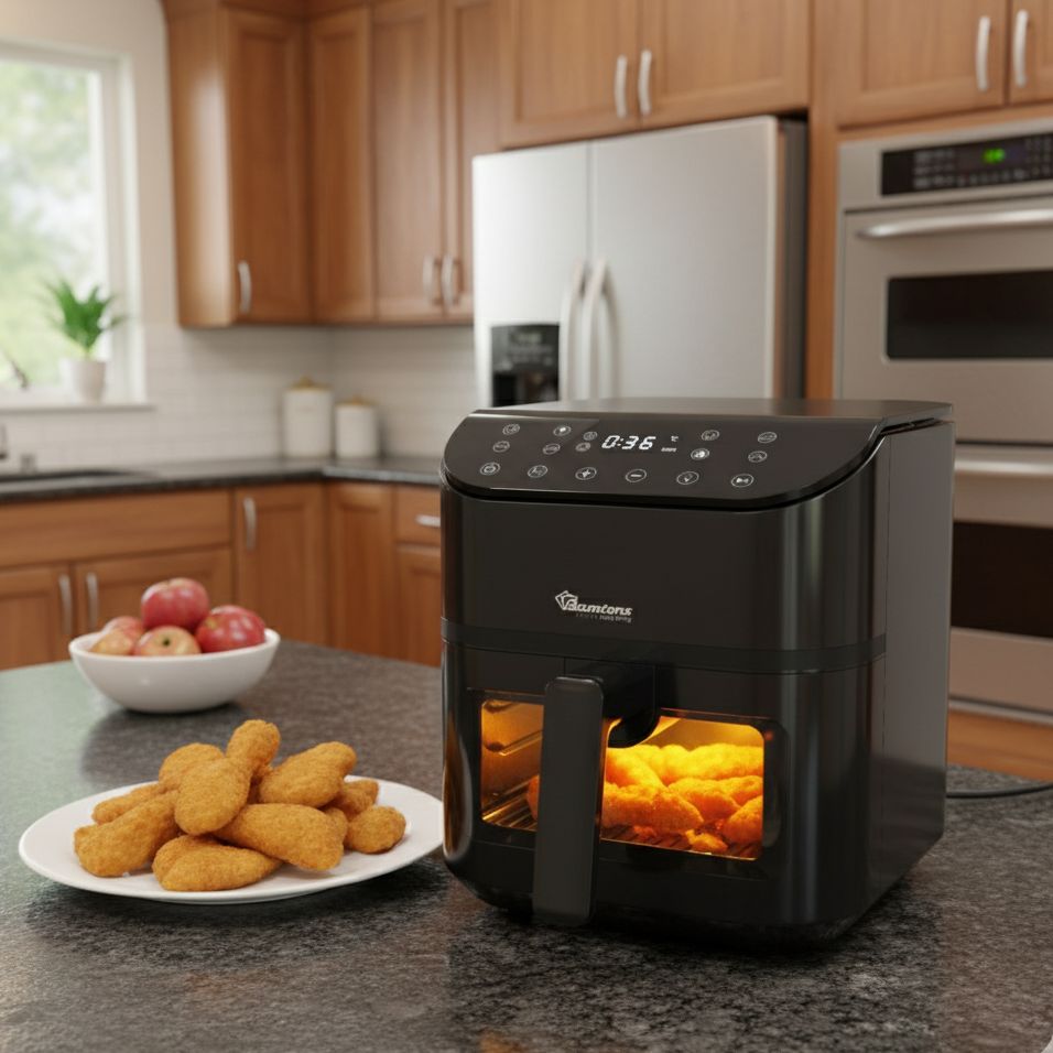5.5L digital air fryer with touch panel and removable non-stick basket