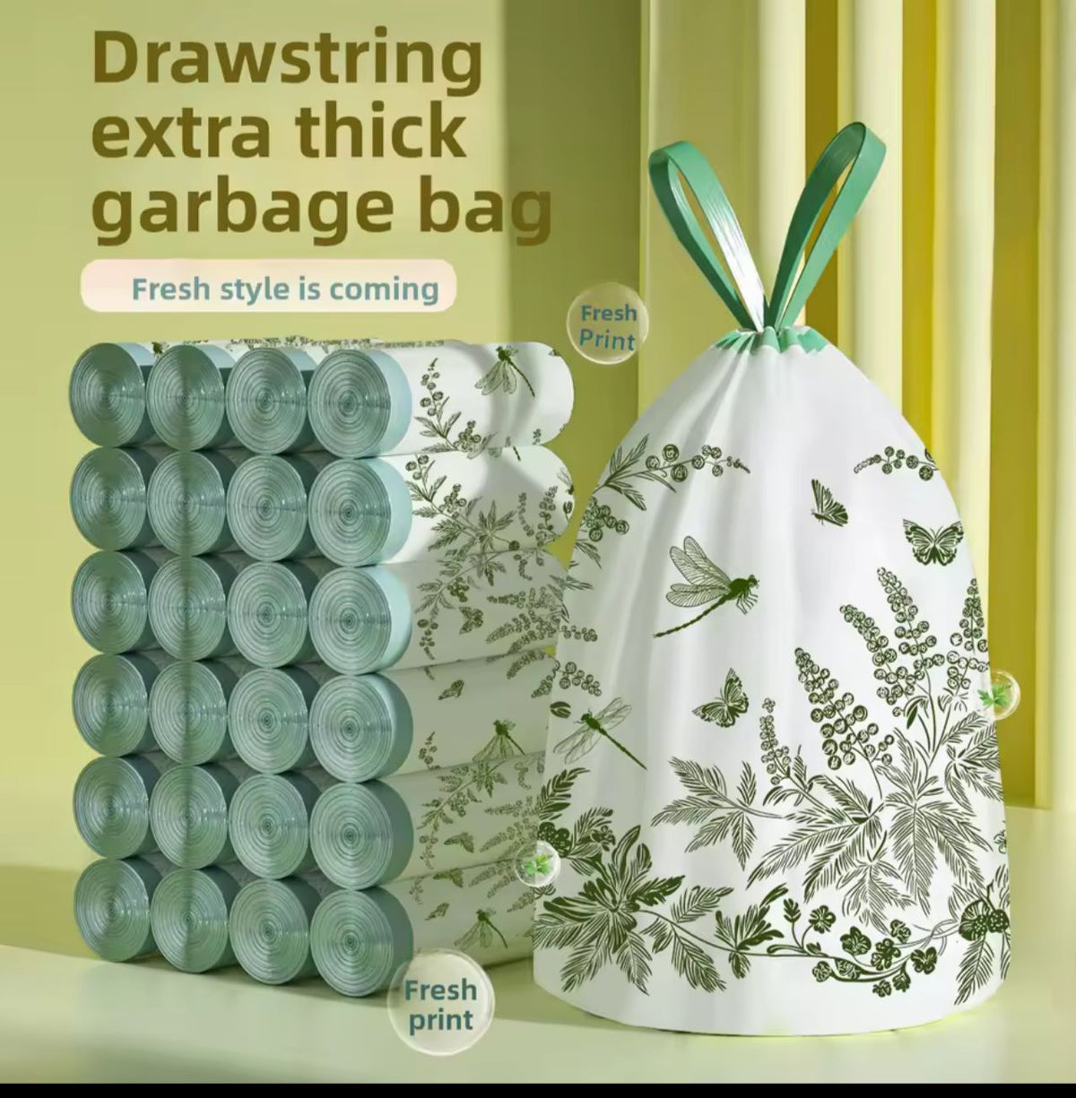 Kitchen Garbage Bags  Drawstring Tie Trash Bags
