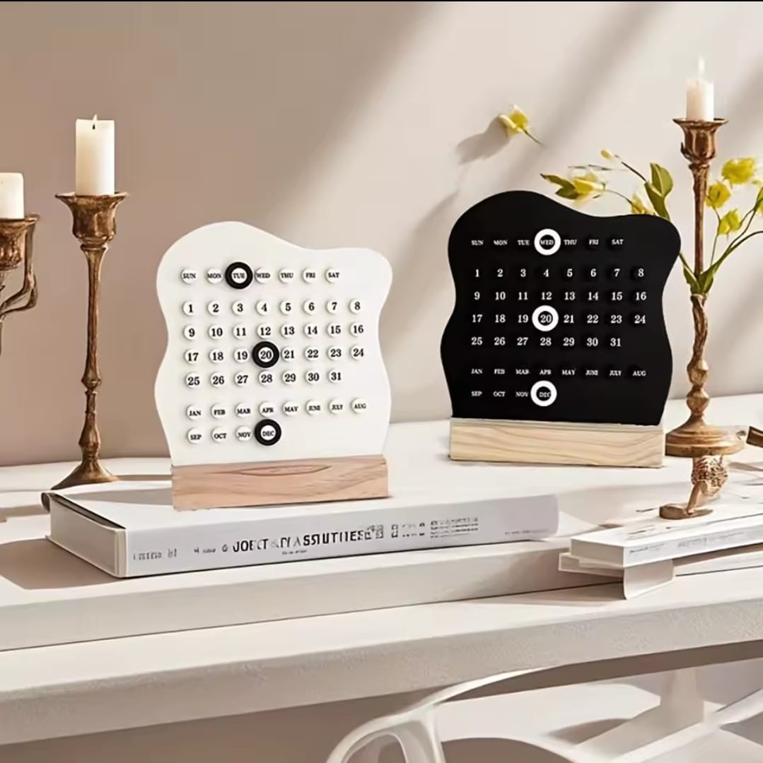 Wooden Perpetual Desktop Calendar