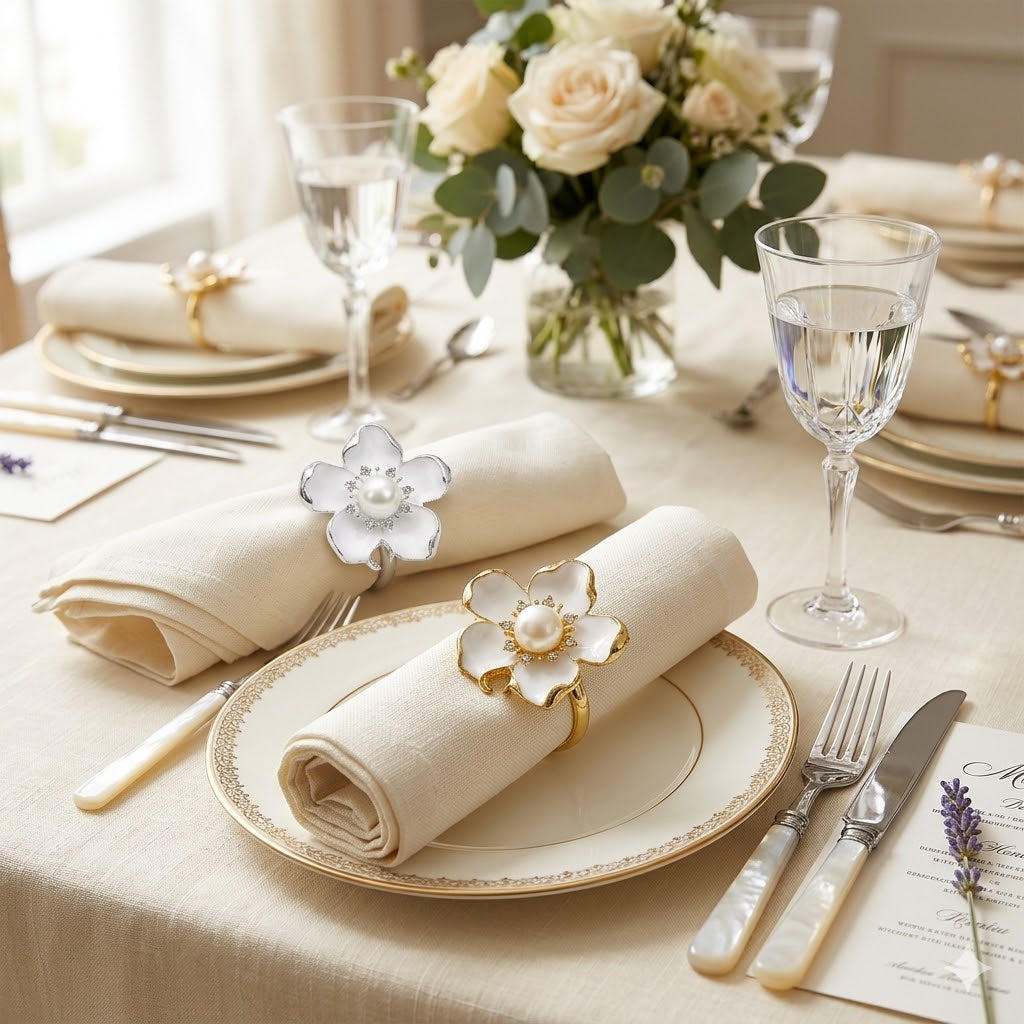 6pc Napkin Rings – Elegant Table Setting Holders for Dining Table Decoration and Organized Napkin Presentation