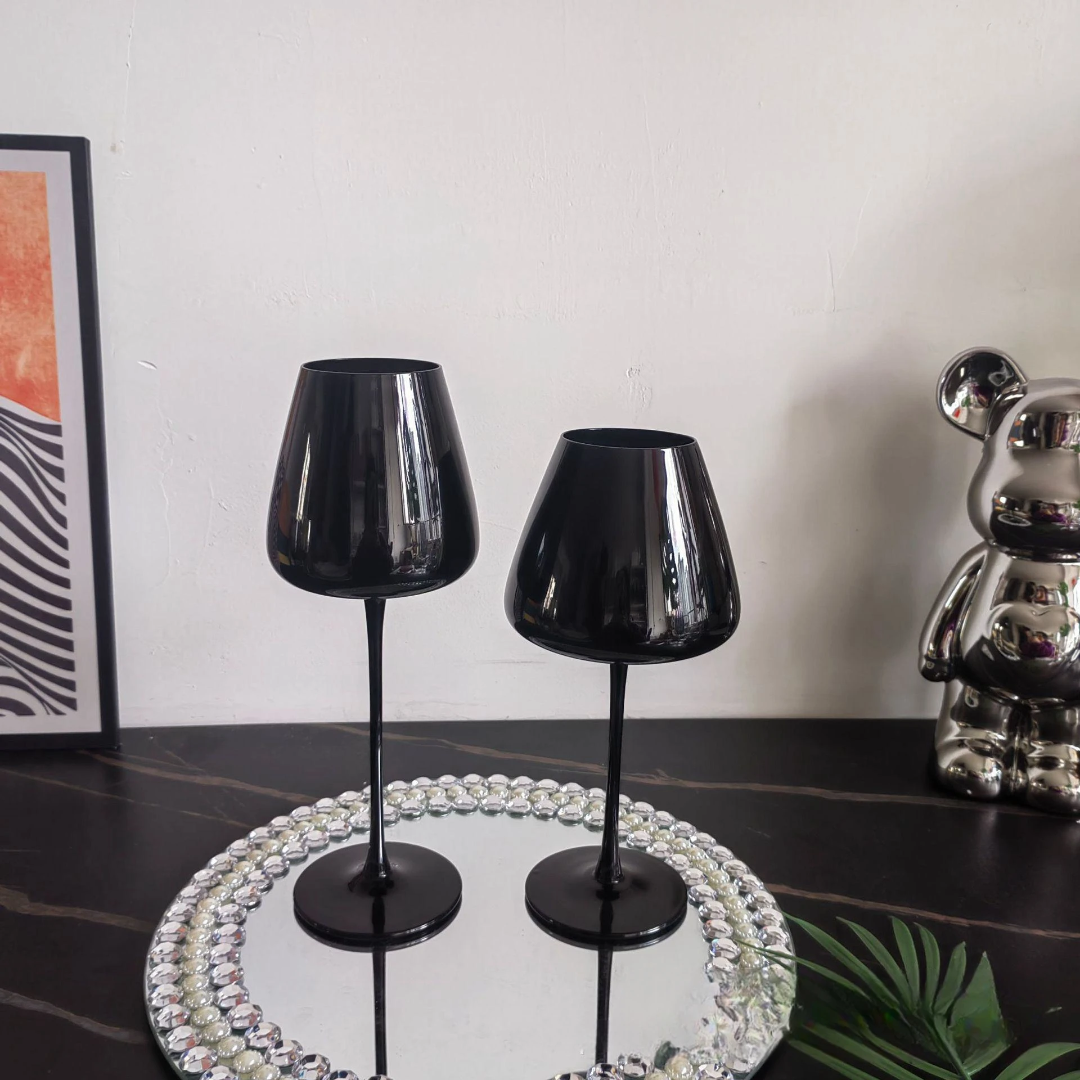 2pcs Black Wine Glasses
