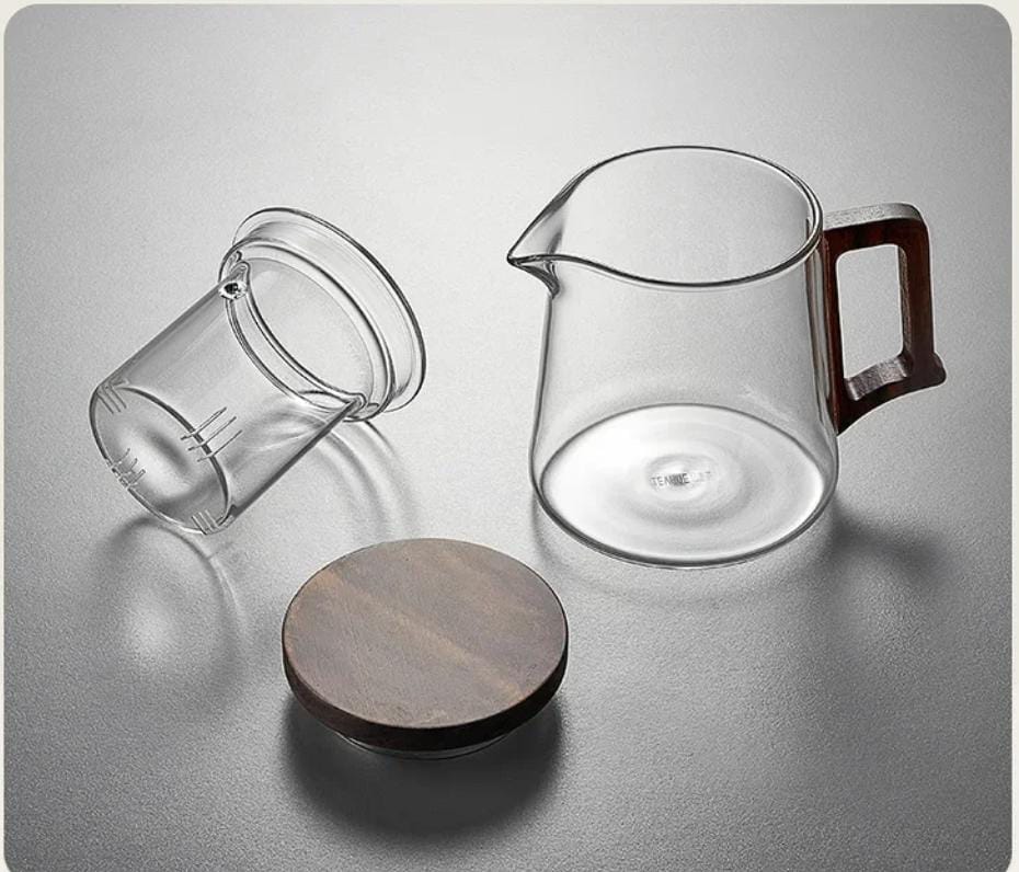 High Borosilicate Glass Teapot With Walnut Handle 550ml