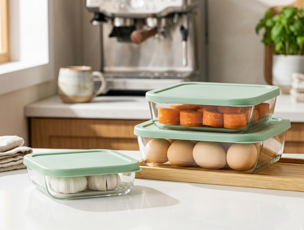 Gemelli Colllection 3pcs food grade glass lunch box set airtight meal prep containers microwave safe 1900ml 1000ml 500ml