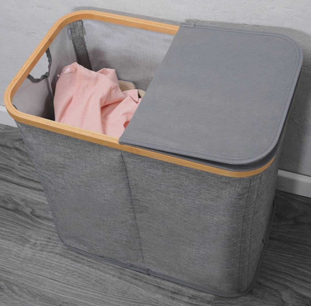 Bamboo Laundry Storage Hamper with Compartments