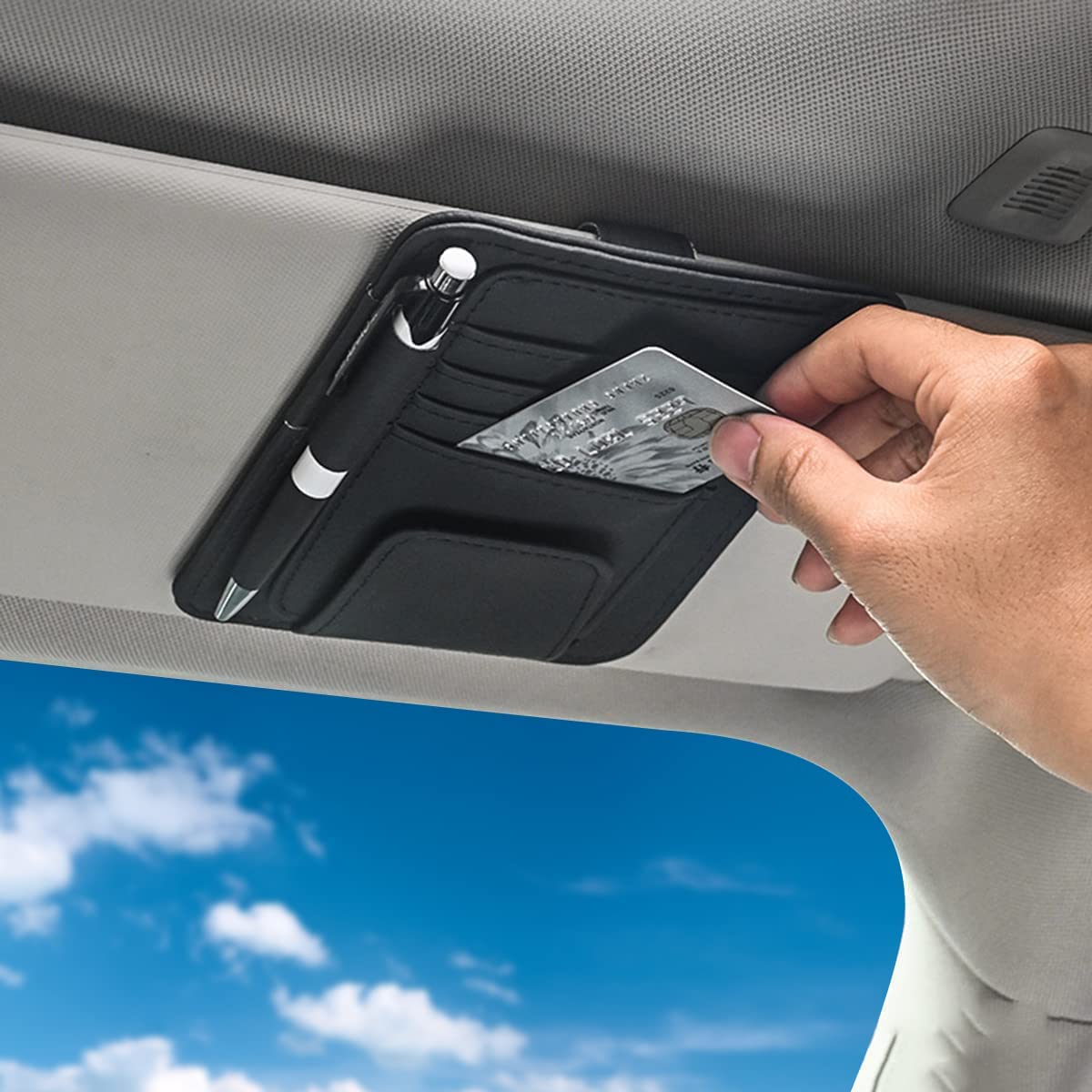 Car Sun Visor Organizer, Multi-Pocket Document and Storage Holder 12.5x15.5cm