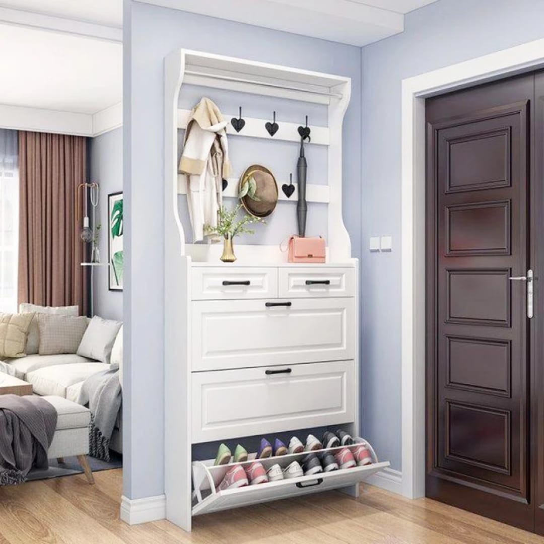 Hallway Shoe Cabinet with Coat Rack 100 × 24 × 220 cm
