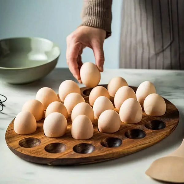 Gemelli Colllection wooden egg storage box 12 slot 24 slot egg organizer kitchen storage rack natural wood egg tray holder pantry organiser
