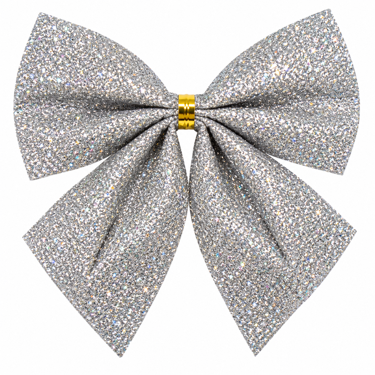 6 Red Glitter Christmas Ribbon Bows for Tree and Gift Decoration