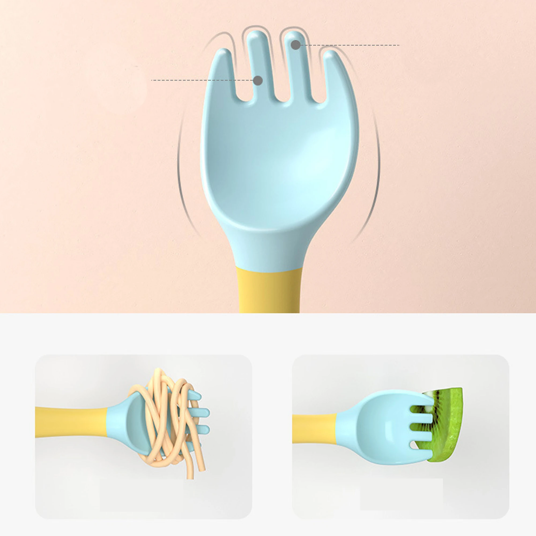 2 Pcs Baby Bendable Silicone Spoon & Fork Set