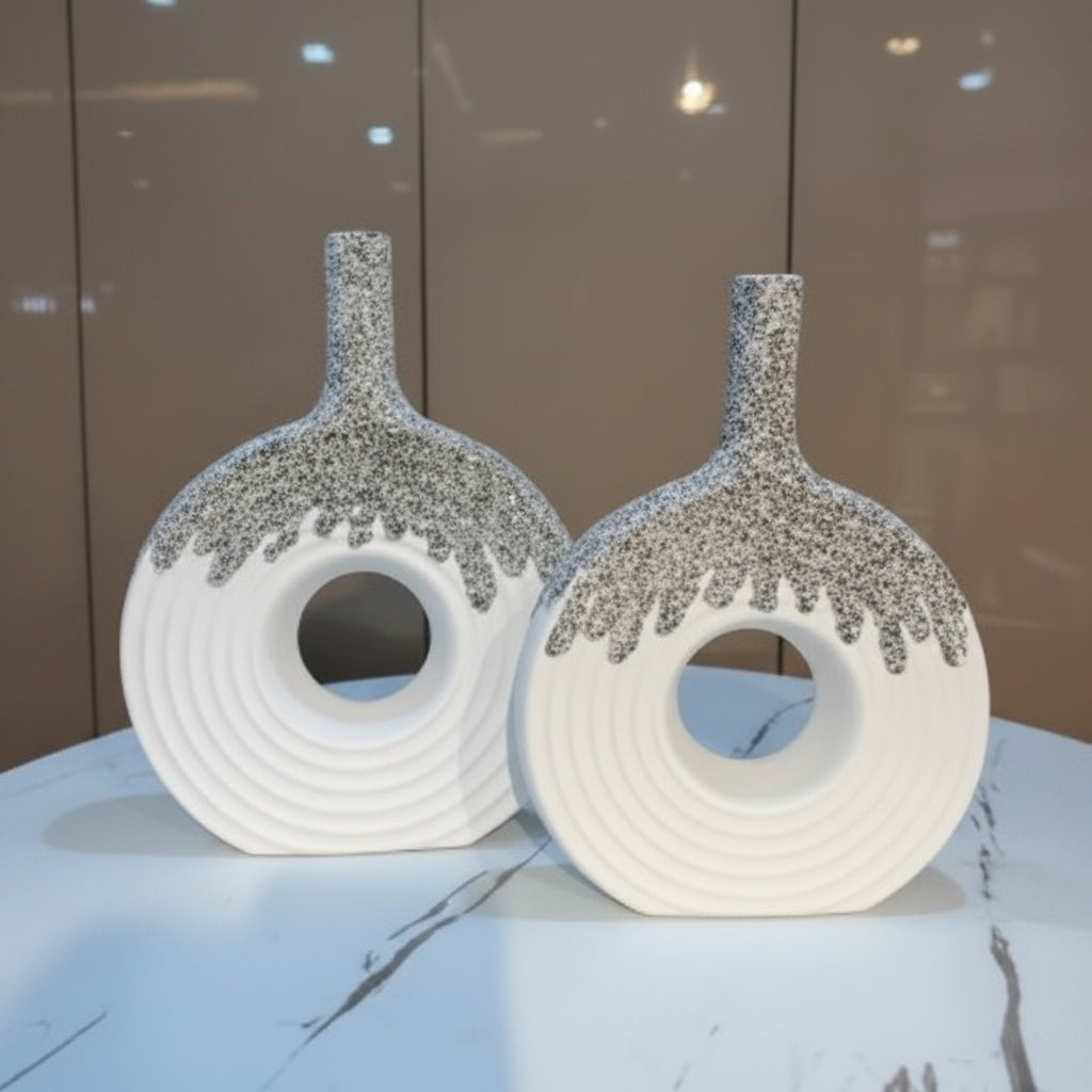Decorative Round White Ceramic Vase