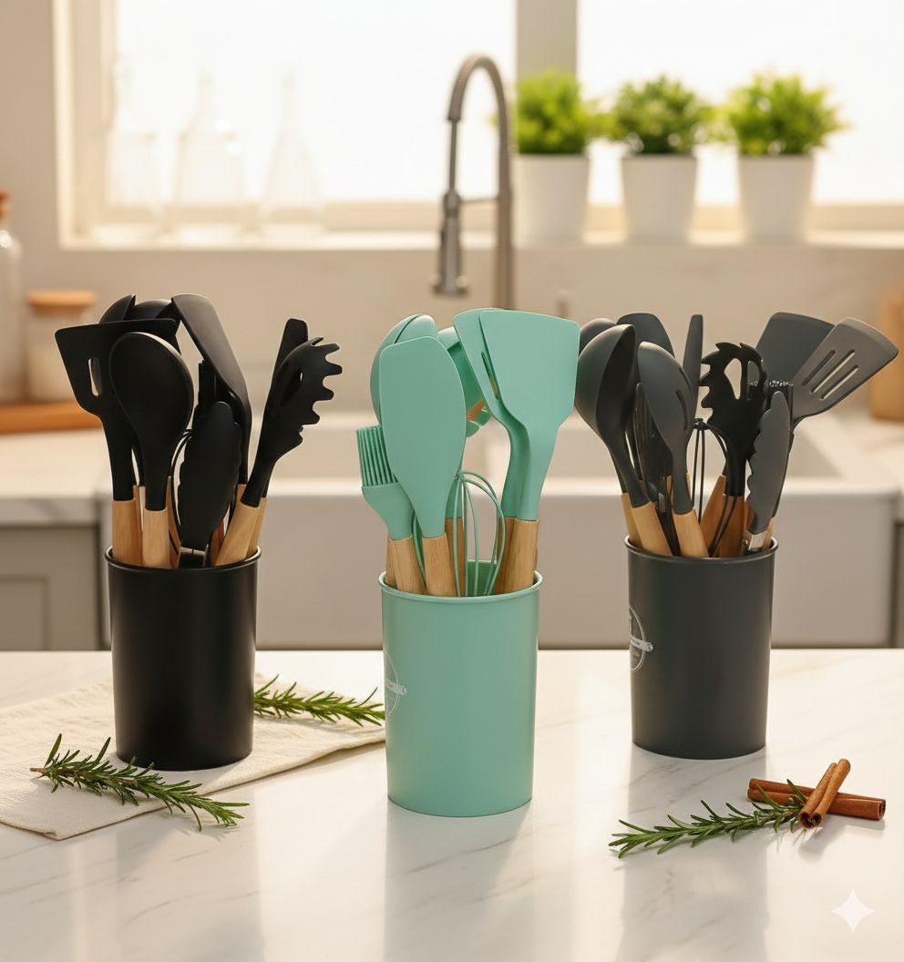 12pcs Silicone Cooking Spoons