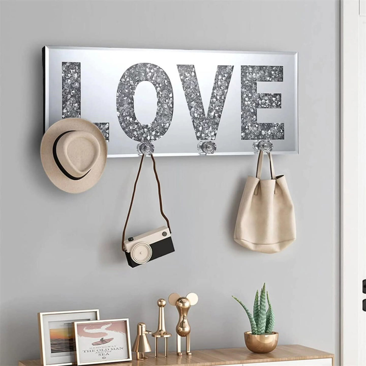 Crystal Glass Love Key Holder