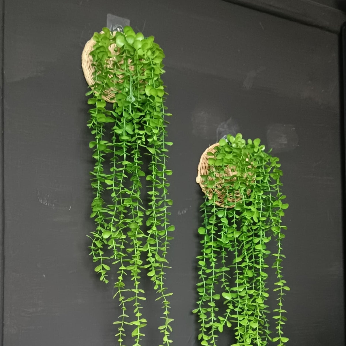 Artificial hanging plant with woven pot 90cm decorative greenery for home and office décor