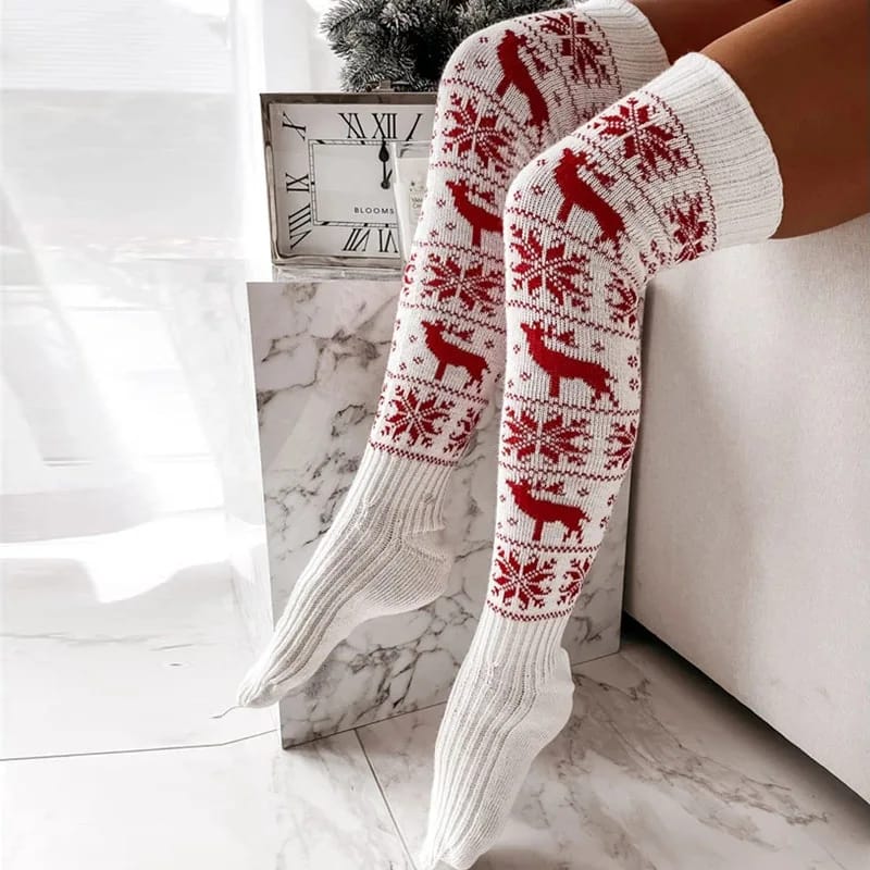 Winter Christmas Themed Women's Knit Leg Warmers