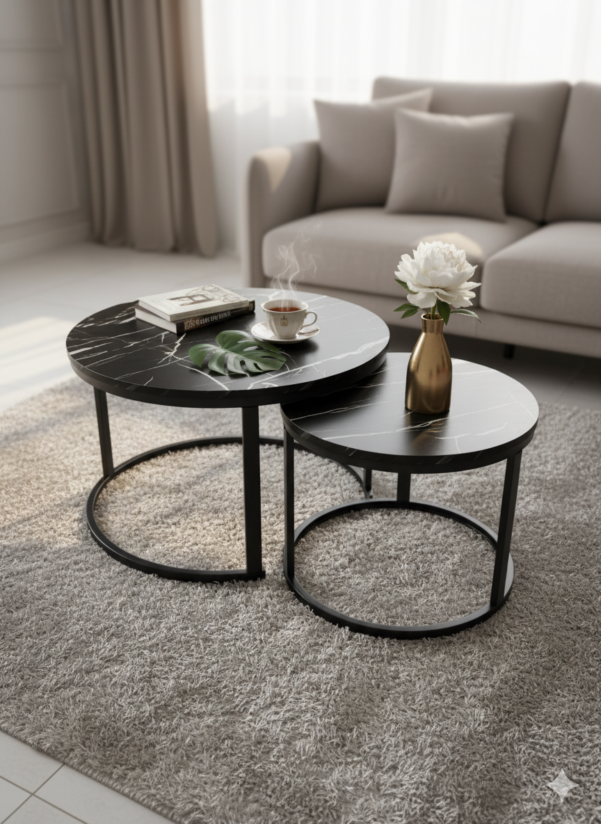 Round Nesting Coffee Table Set 