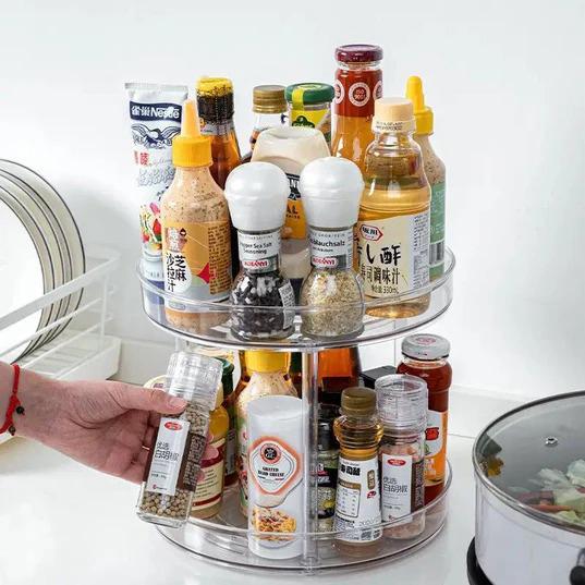 2 Layer 360° Rotating Cabinet Turntable Organiser