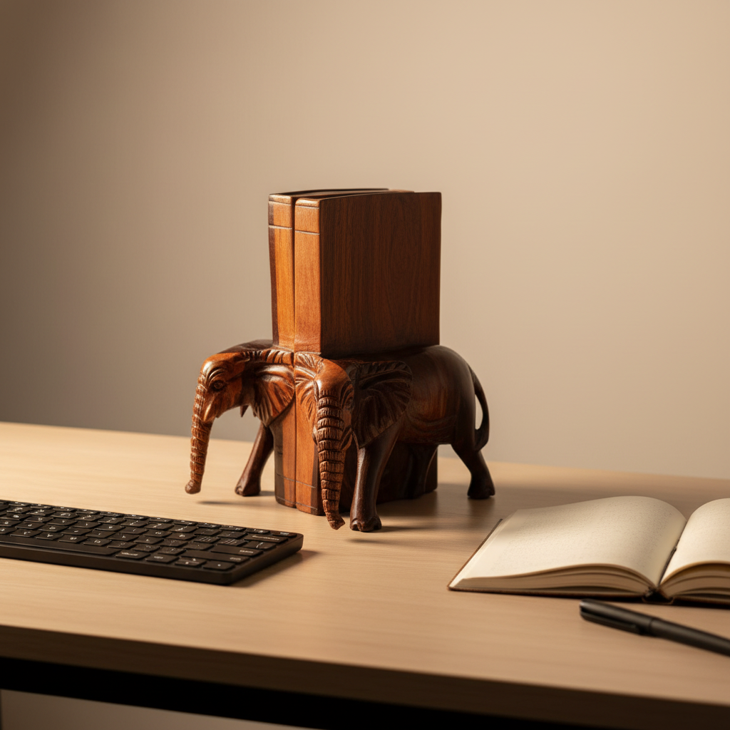 20cm wooden elephant bookends decorative african animal book holder shelf organise