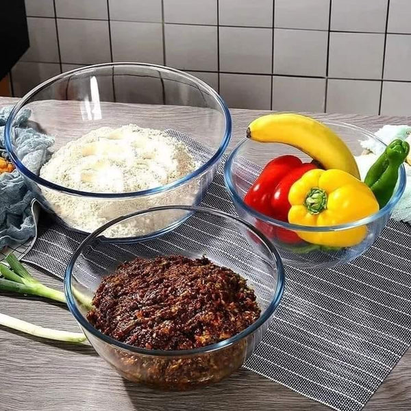 Gemelli Colllection high borosilicate glass bowls heat resistant baking mixing serving bowls oven safe clear glass kitchen bowls durable transparent food preparation containers modern kitchen cookware