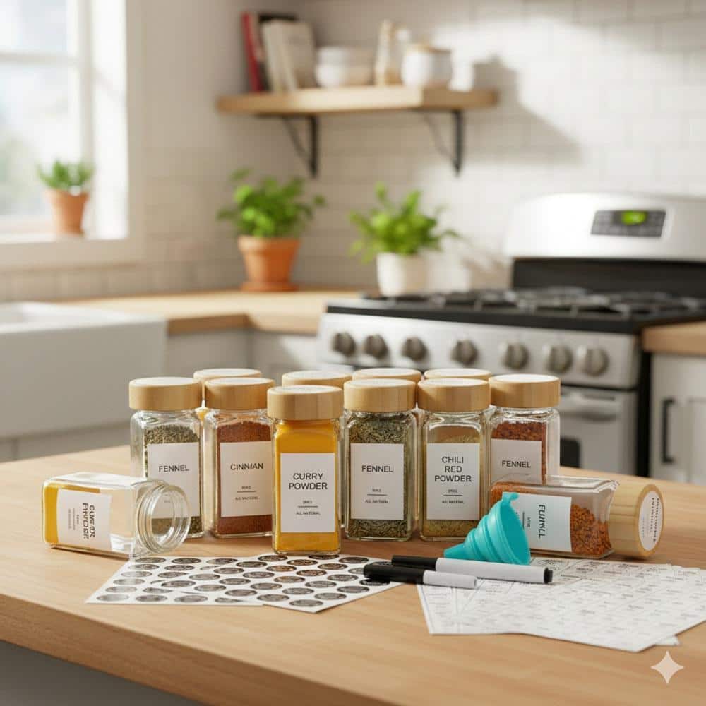 29 Piece Glass Storage Jar Set with Bamboo Lids