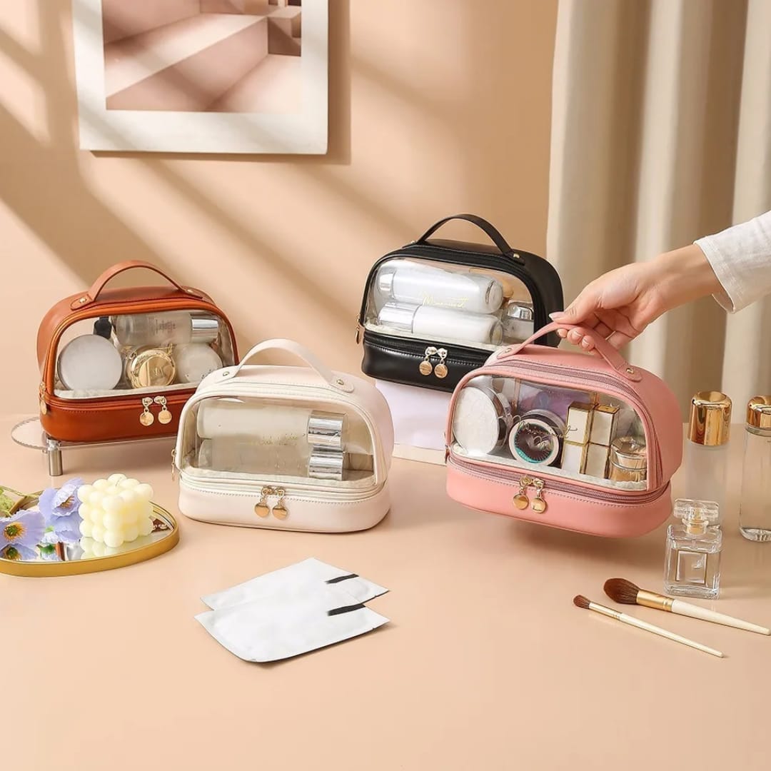 Cosmetic Bags for Travel and Makeup Storage – Available in Pink, White, Black, and Off-White
