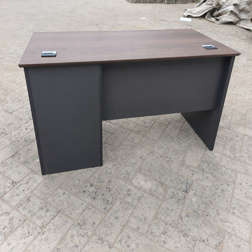 1.4M Dark Brown Walnut & Grey Finish Office Desk with Lockable Drawer and Cabinet