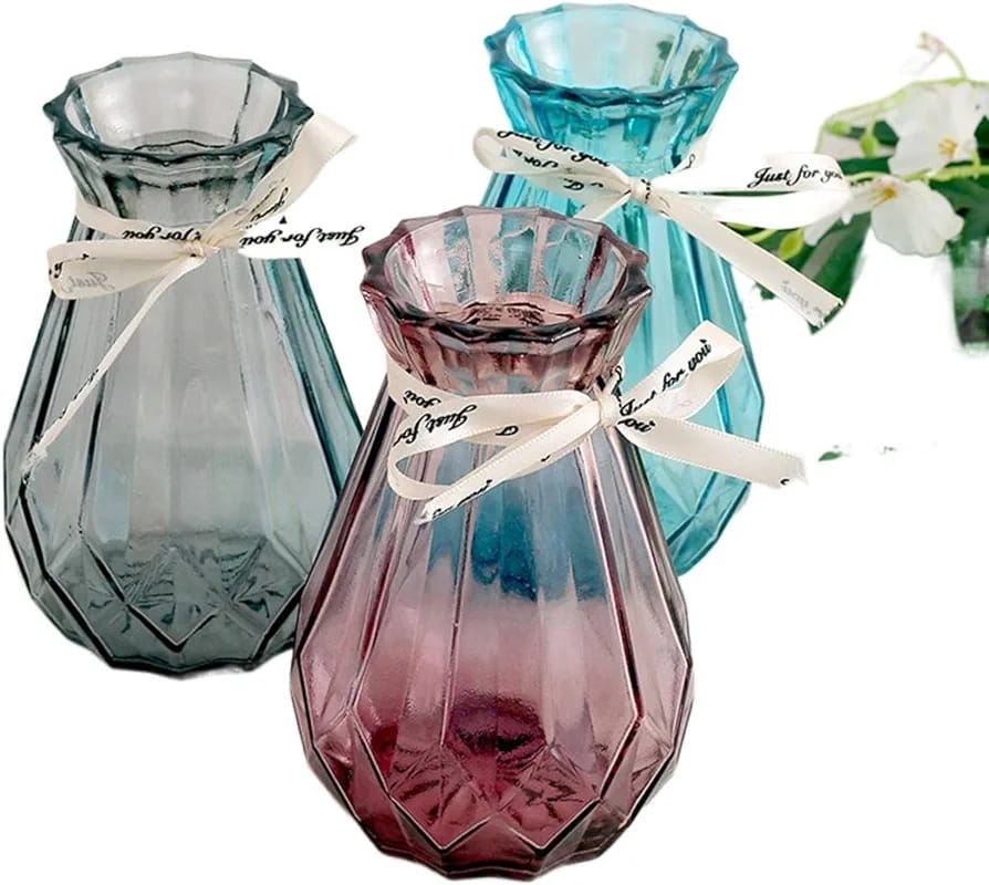 Coloured glass flower vases