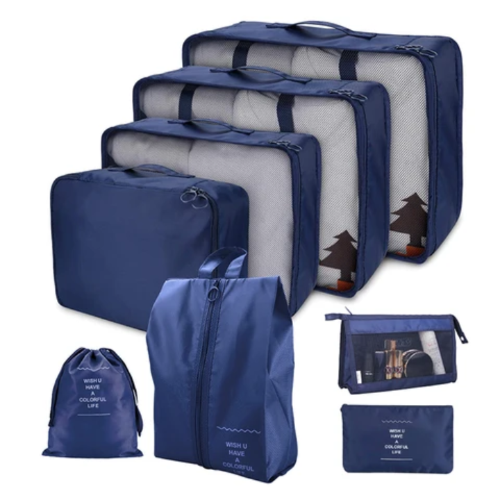 Luggage travel organizer for suitcase with toiletry case 8pcs