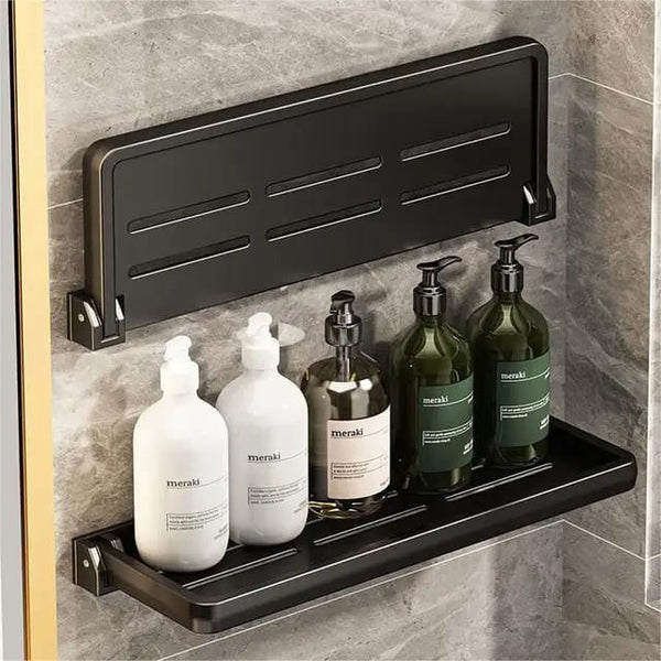 Floating Shelf, Foldable Metallic Rectangular 30x12.7x3cm Gun Gray