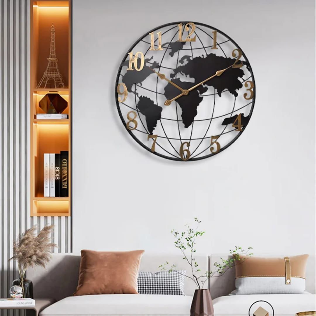 World Map Quartz Wall Clock – 60cm