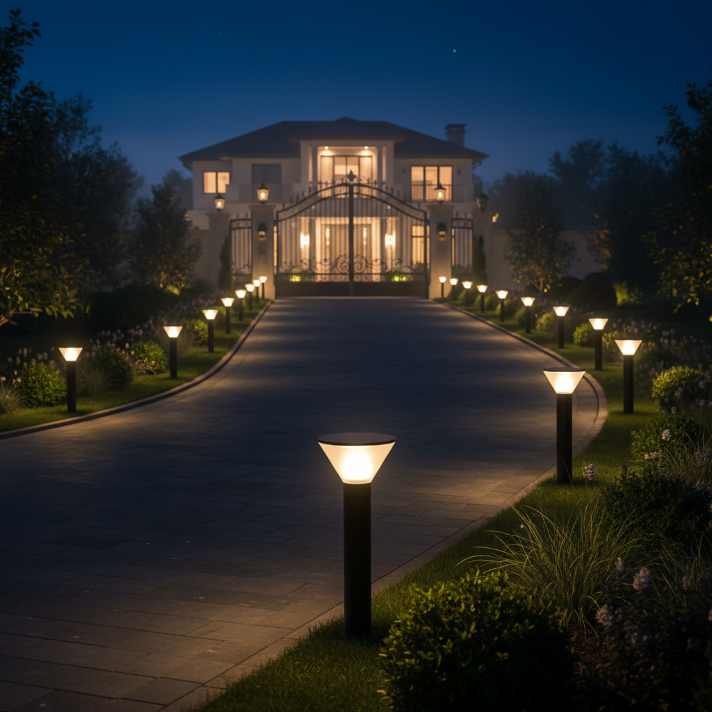 Black Cone-Shaped Garden Bollard Light LL 7362-65-BK