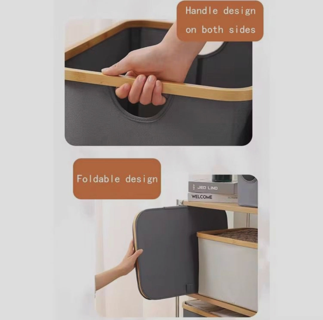 Bamboo Laundry Storage Hamper with Compartments