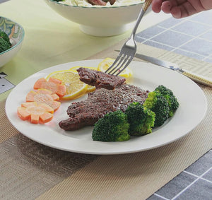 Gemelli Collections set of 6 round white bone china dinner plates measuring 10 inches for everyday dining and entertaining.