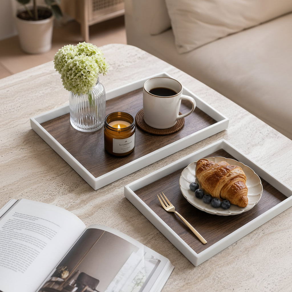 3 Piece Premium Wooden Serving Tray Set