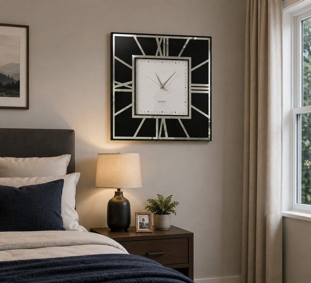 50cm luxury wall clock with elegant silver finish and modern decorative design for living rooms hallways bedrooms and office spaces.