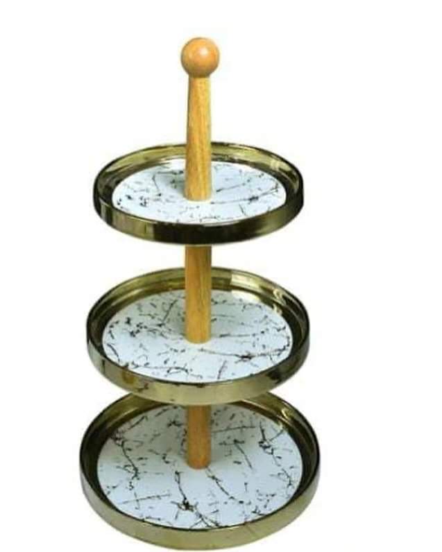 3Layer Gold Marble Cake Stand
