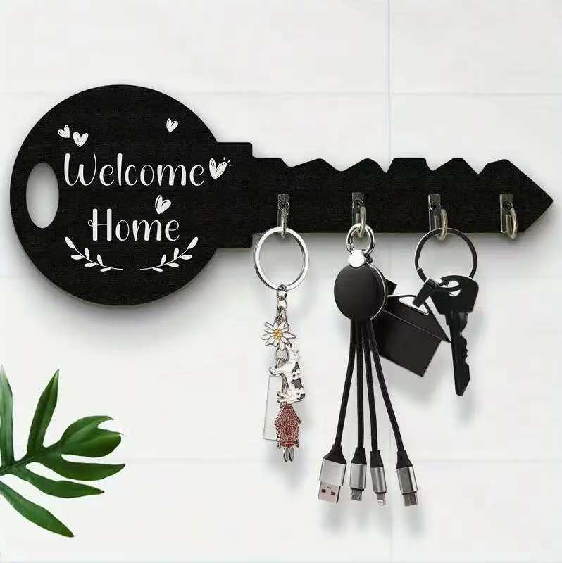 Wall Mounted Decorative Wooden Key Organizer – Entryway Key Hanging Rack for Home, Office, and Hallway Storage -