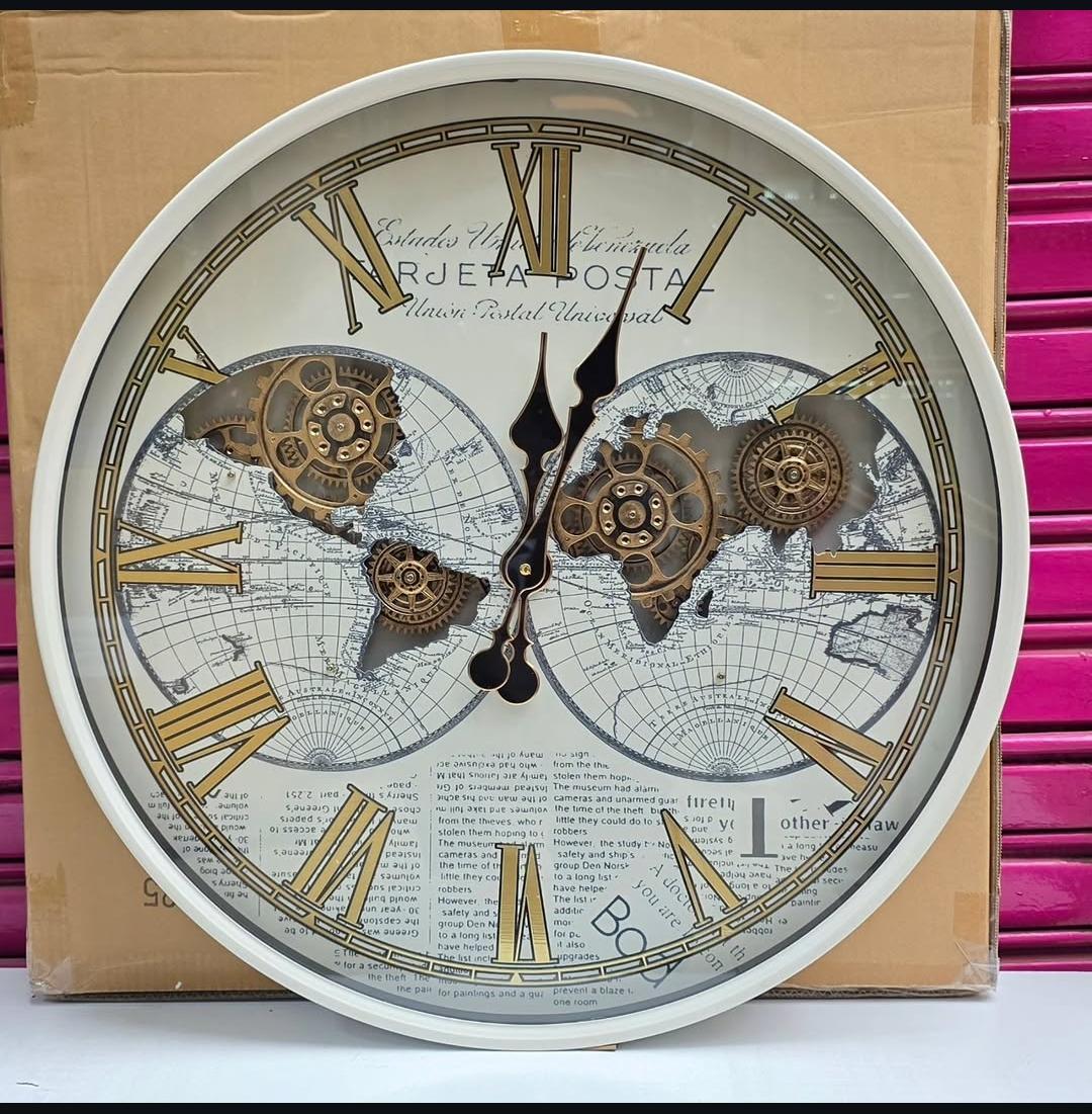 Mechanical Gear Antique Wall Clock with Moving Gears