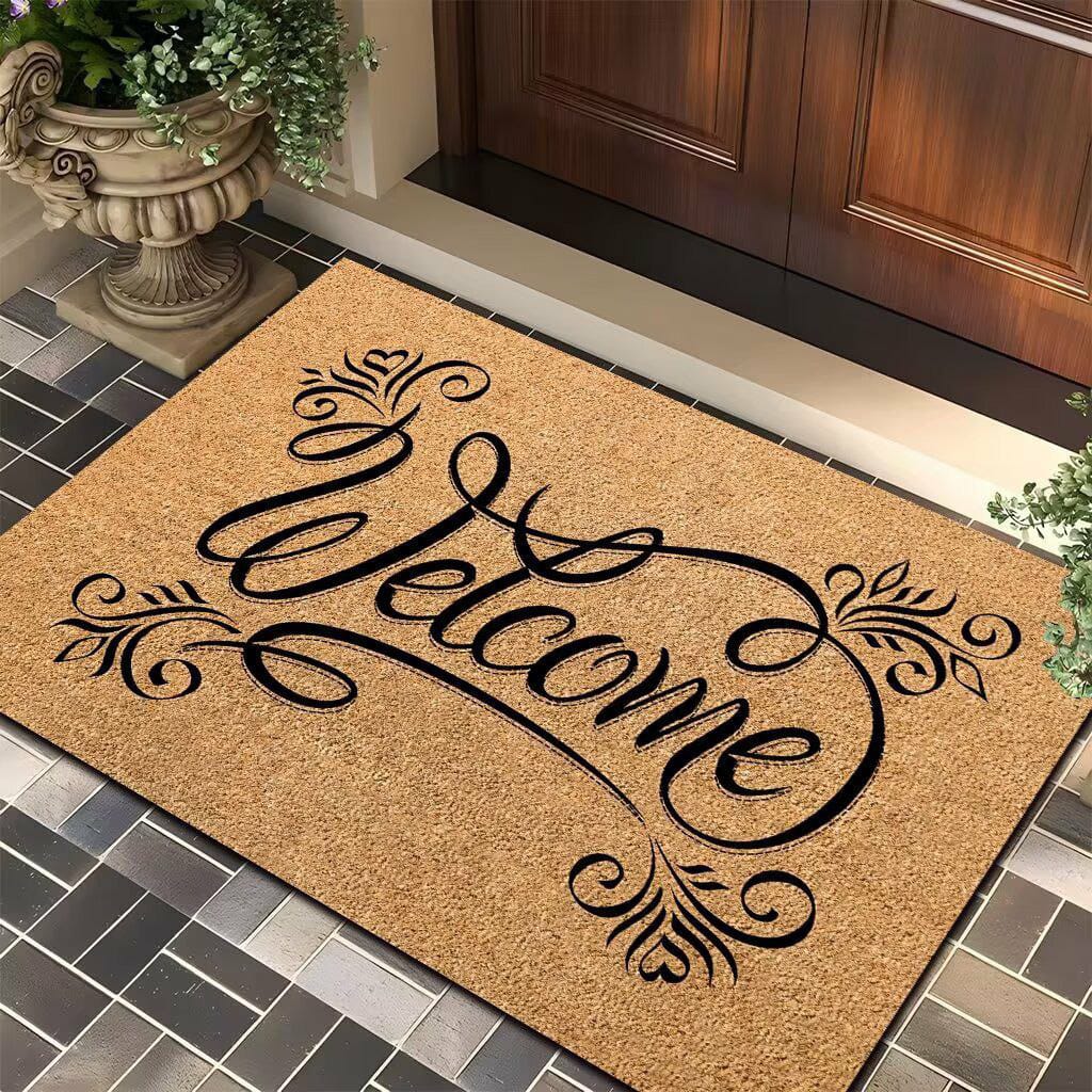Novelty entry door mat measuring 45cm x 75cm, machine washable and suitable for indoor entryways, kitchens, hallways, and home décor